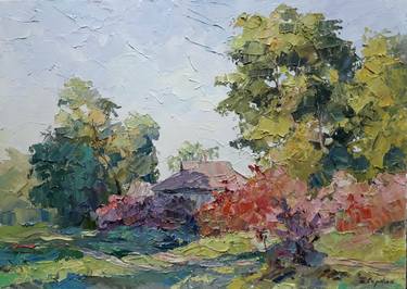 Oil painting Landscape with viburnum Serdyuk Boris Petrovich thumb