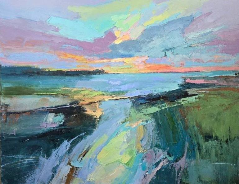 Original Abstract Painting by Margarita Manoli | Abstract Art on Canvas | Where the Sky Meets Water