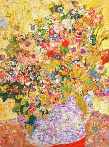 Print of Abstract Expressionism Floral Paintings by Margarita Manoli