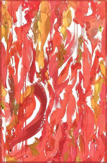 "strawberry melange + vibrant tangerine + striking white peach" Art of Taste Contemporary Art by Abstract Expressionist Penelope Moore thumb