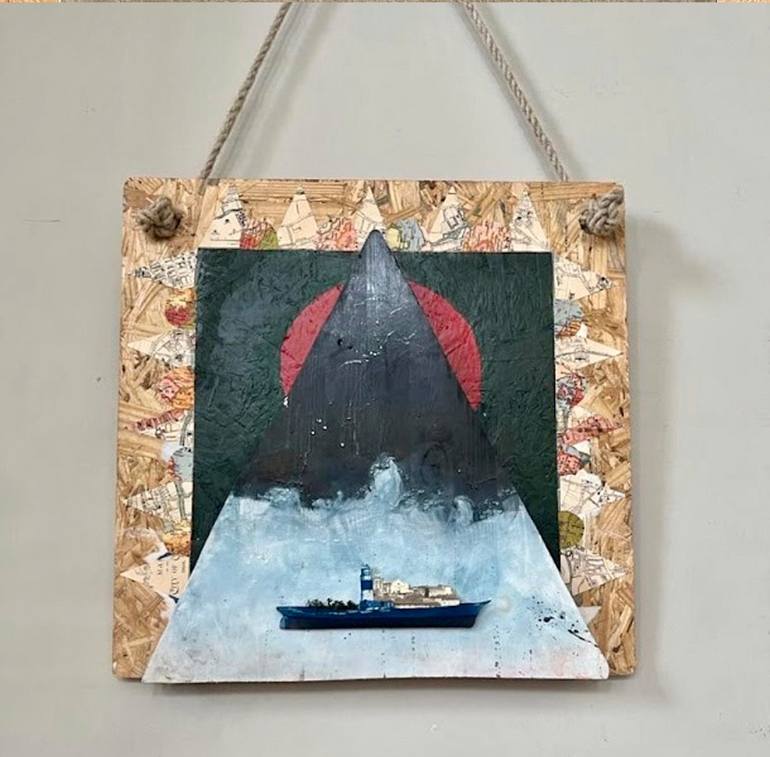 Original Surrealism Boat Collage by Billy Lingwood