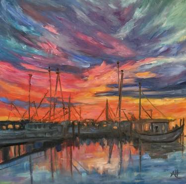 Original Expressionism Sailboat Paintings by April Huguenin