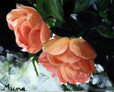 Original Fine Art Floral Paintings by Muna Shabab