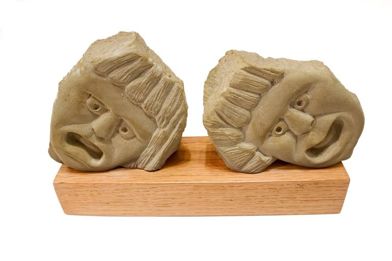 Two masks in stone - Print