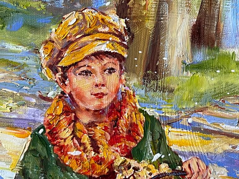 Original Impressionism Children Painting by Diana Malivani