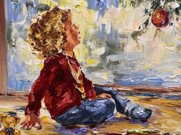 Original Impressionism Children Painting by Diana Malivani
