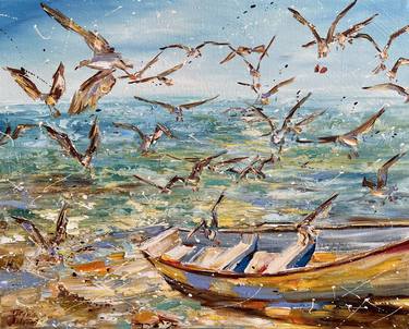 Print of Impressionism Seascape Paintings by Diana Malivani