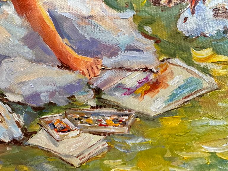 Original Impressionism People Painting by Diana Malivani