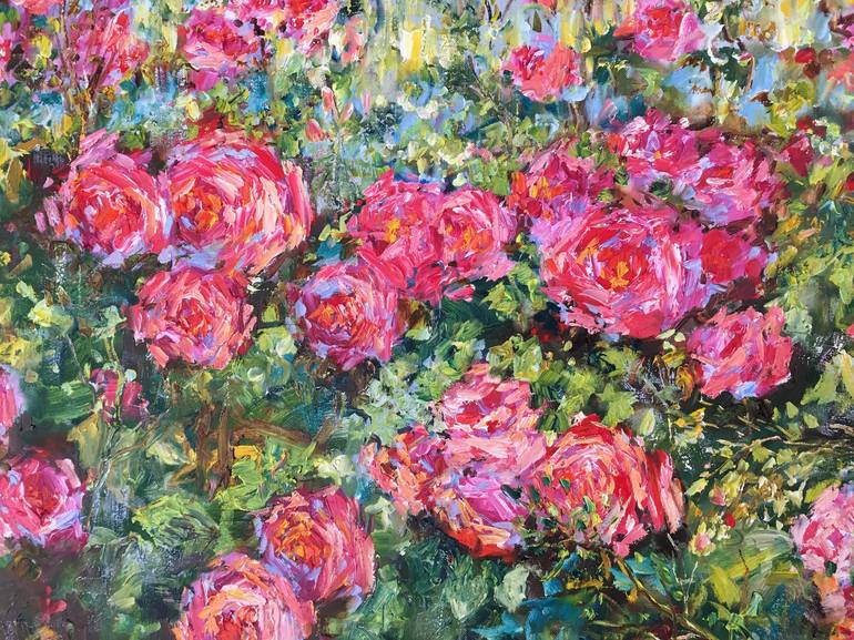 Original Impressionism Garden Painting by Diana Malivani