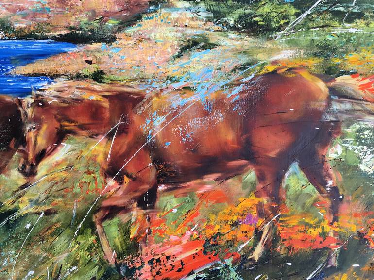 Original Figurative Horse Painting by Diana Malivani