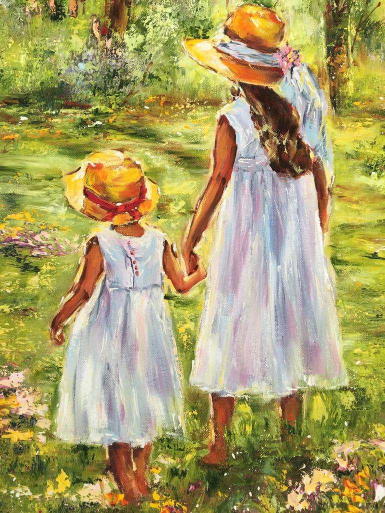 Original Impressionism Children Painting by Diana Malivani