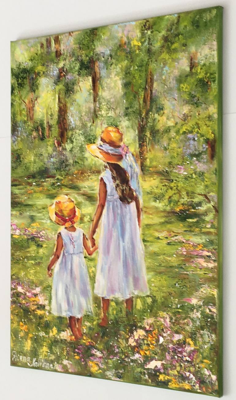 Original Impressionism Children Painting by Diana Malivani