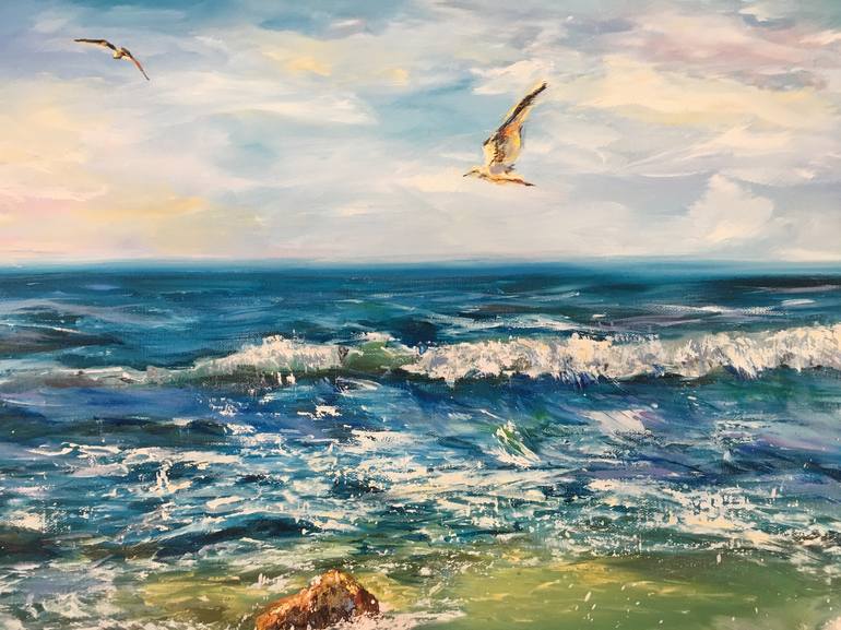 Original Impressionism Seascape Painting by Diana Malivani