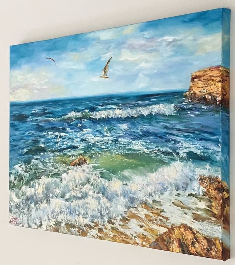 Original Impressionism Seascape Painting by Diana Malivani