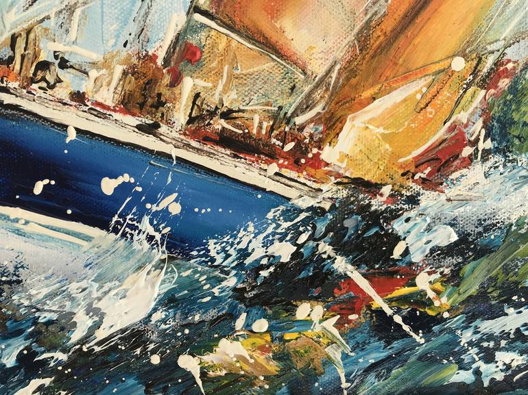 Original Impressionism Sailboat Painting by Diana Malivani