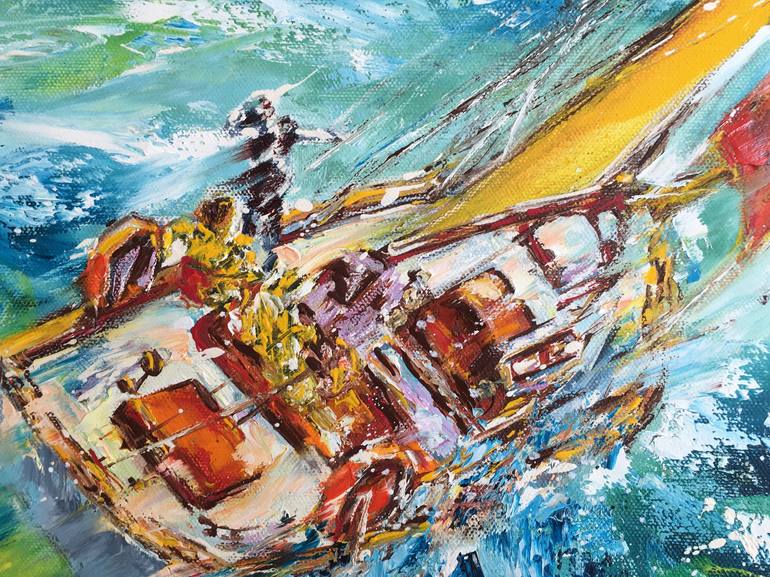 Original Impressionism Sailboat Painting by Diana Malivani