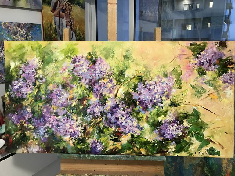 Original Impressionism Garden Painting by Diana Malivani