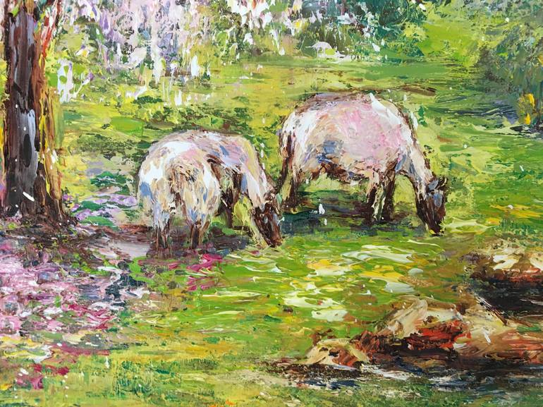 Original Impressionism Animal Painting by Diana Malivani