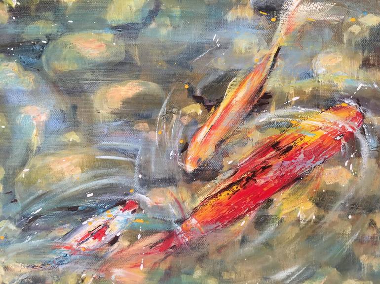 Original Impressionism Fish Painting by Diana Malivani