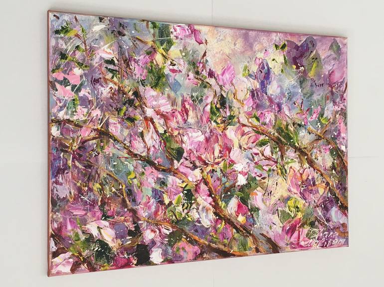 Original Impressionism Garden Painting by Diana Malivani