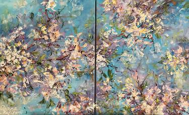 Blooming Almond Tree. Diptych thumb