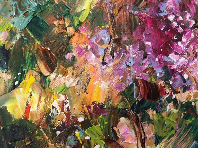 Original Impressionism Garden Painting by Diana Malivani