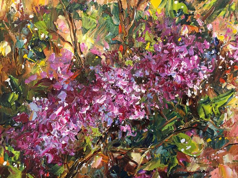 Original Impressionism Garden Painting by Diana Malivani