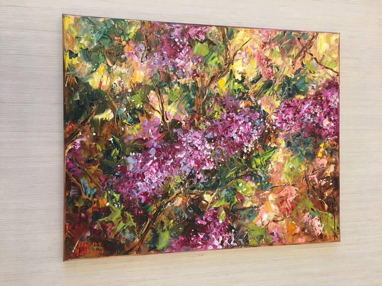 Original Impressionism Garden Painting by Diana Malivani