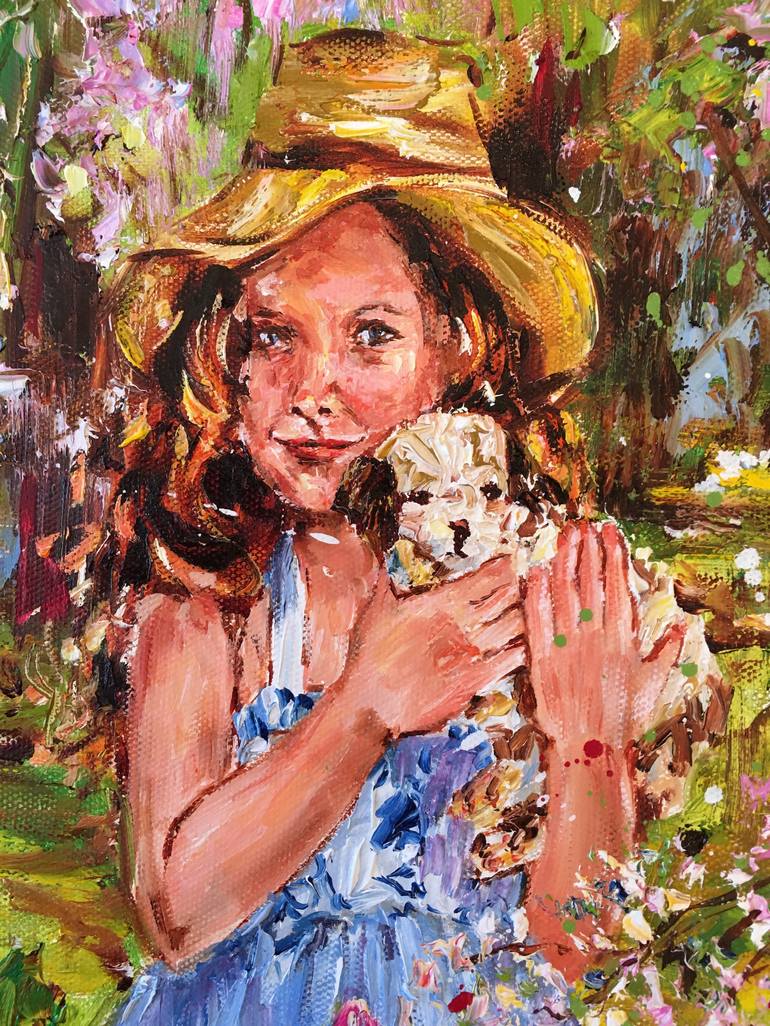 Original Impressionism Dogs Painting by Diana Malivani