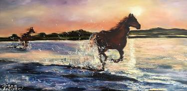 Print of Impressionism Horse Paintings by Diana Malivani