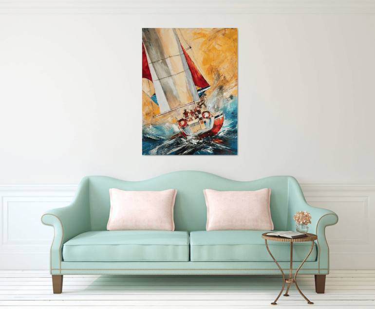 Original Impressionism Sailboat Painting by Diana Malivani