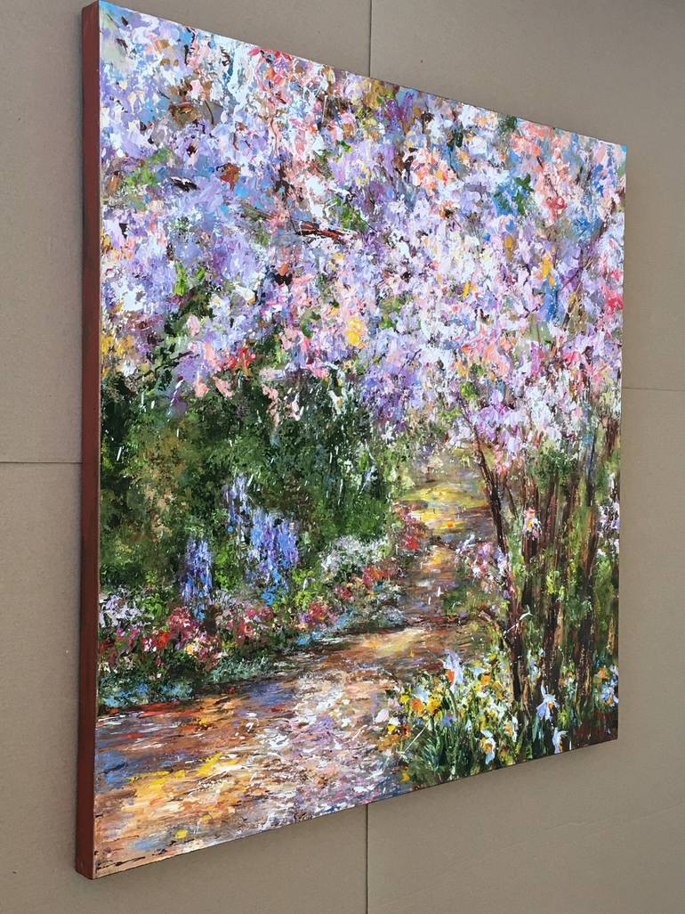 Original Impressionism Garden Painting by Diana Malivani