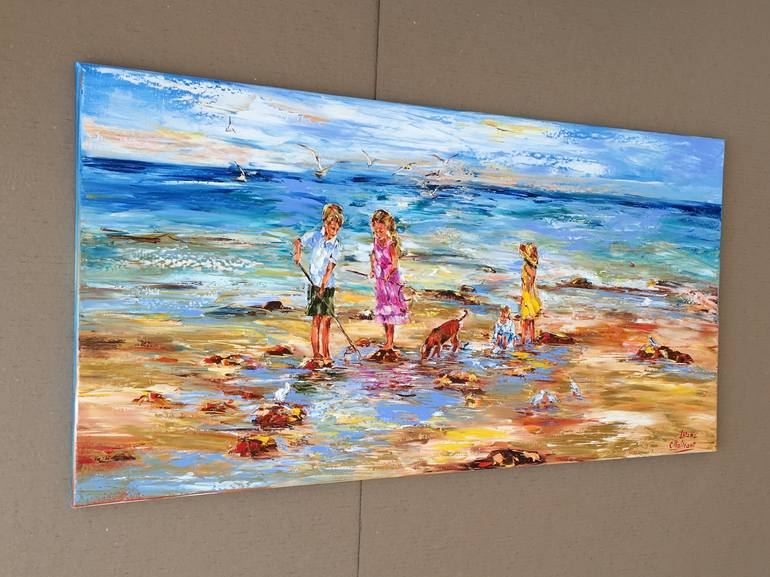 Original Impressionism Children Painting by Diana Malivani