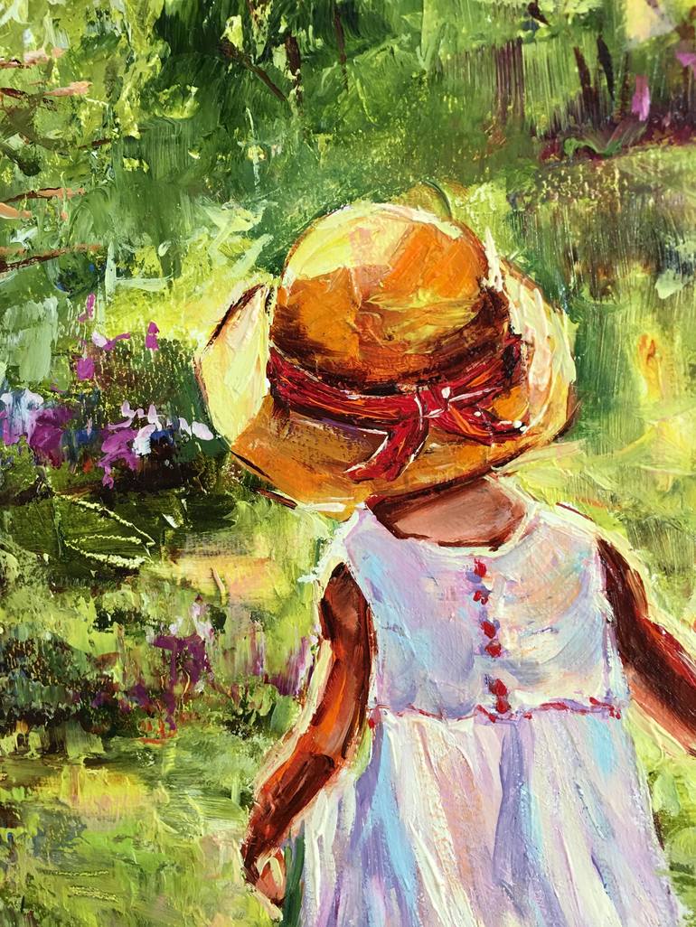 Original Impressionism Children Painting by Diana Malivani