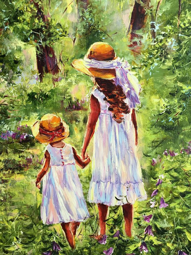 Original Impressionism Children Painting by Diana Malivani