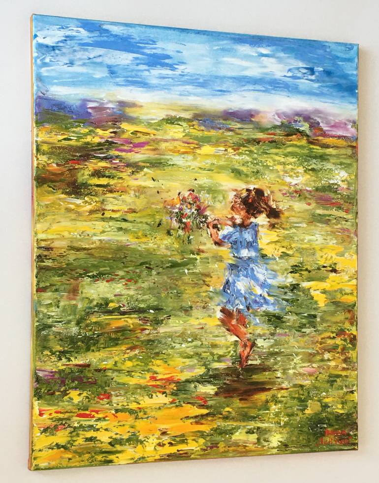 Original Impressionism Children Painting by Diana Malivani