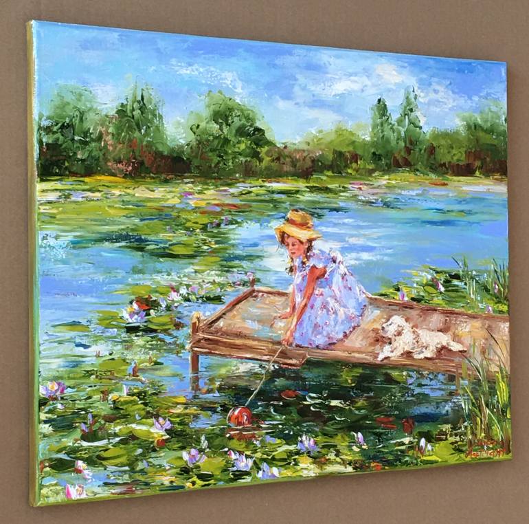 Original Impressionism Children Painting by Diana Malivani