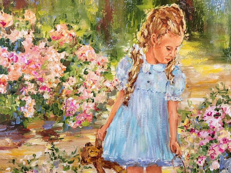 Original Impressionism Children Painting by Diana Malivani