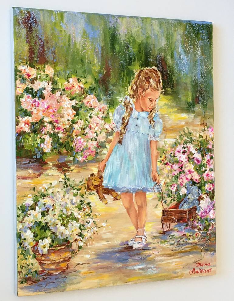 Original Impressionism Children Painting by Diana Malivani