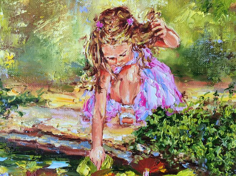 Original Impressionism Children Painting by Diana Malivani