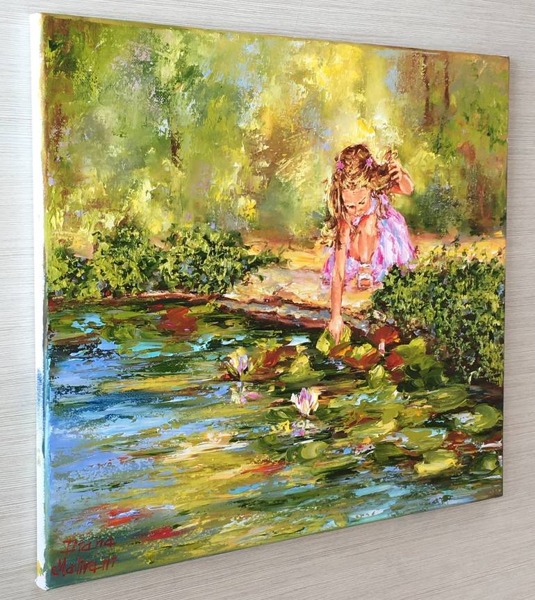 Original Impressionism Children Painting by Diana Malivani