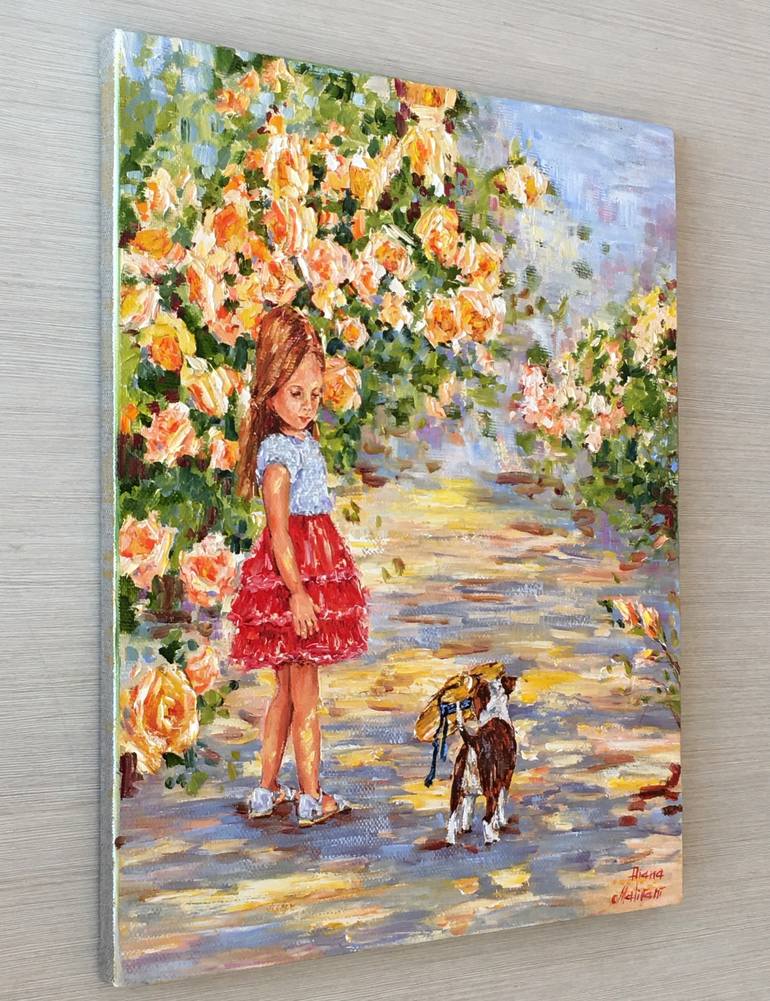 Original Impressionism Children Painting by Diana Malivani