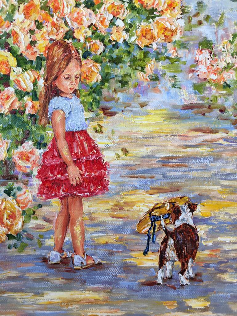 Original Impressionism Children Painting by Diana Malivani