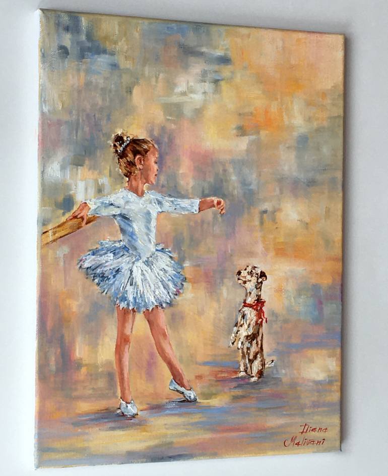Original Impressionism Dogs Painting by Diana Malivani