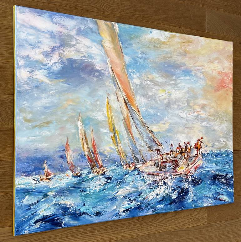 Original Impressionism Boat Painting by Diana Malivani