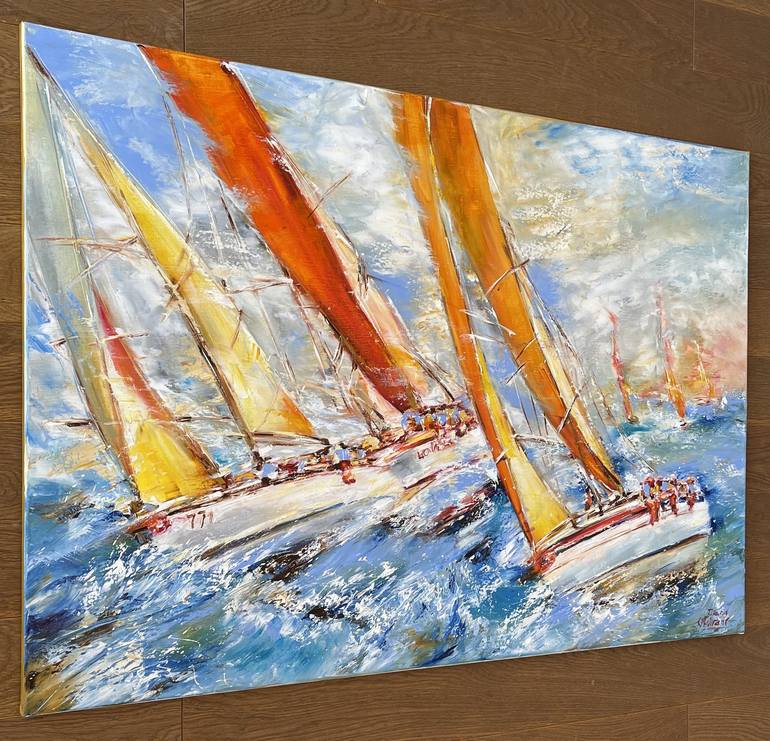 Original Impressionism Boat Painting by Diana Malivani