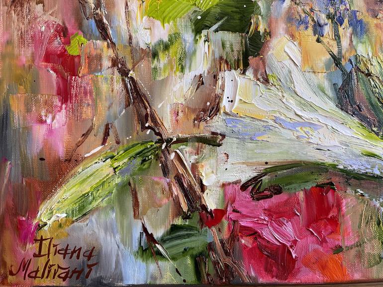 Original Impressionism Garden Painting by Diana Malivani