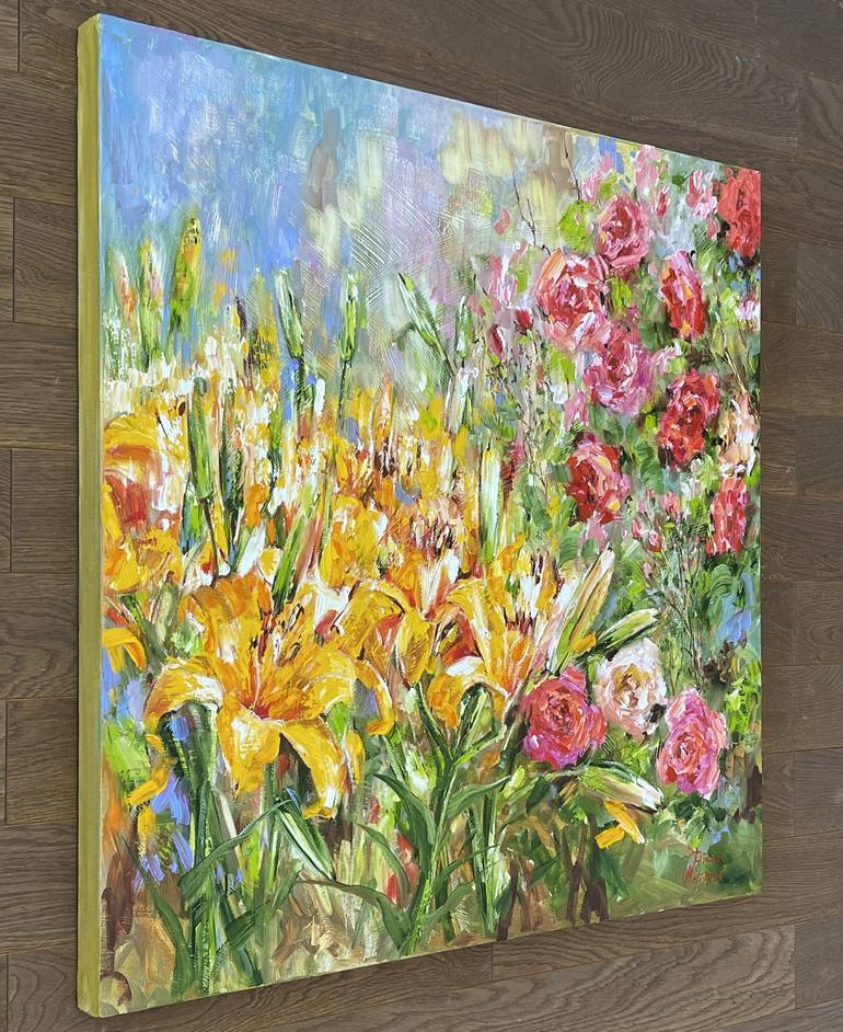 Original Impressionism Garden Painting by Diana Malivani