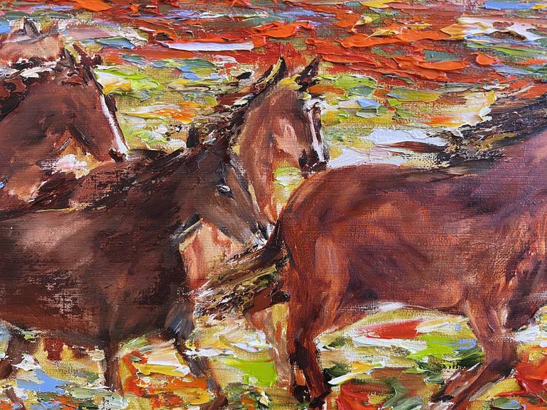 Original Impressionism Horse Painting by Diana Malivani