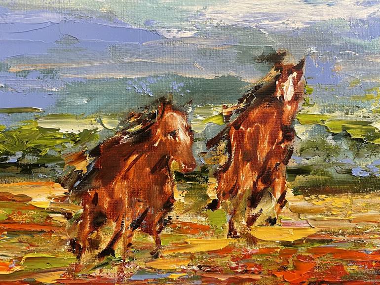 Original Impressionism Horse Painting by Diana Malivani